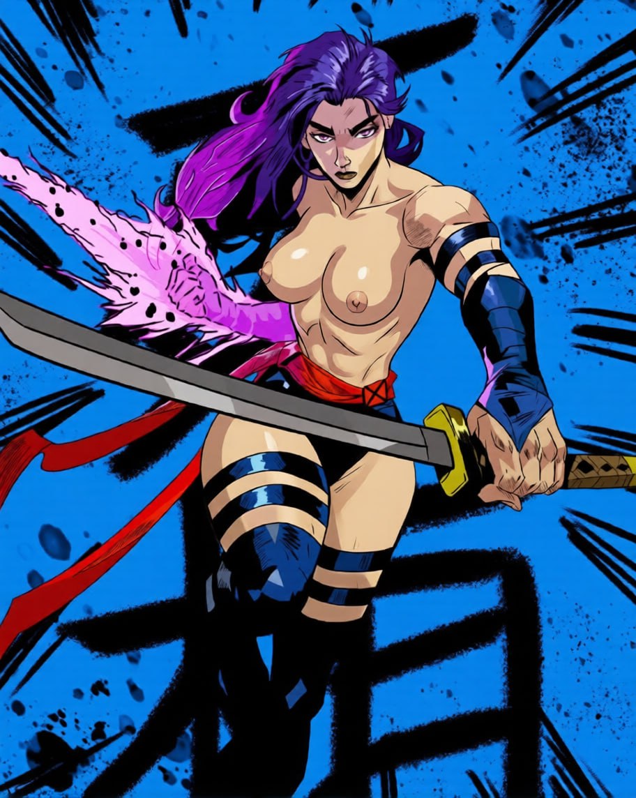 Psylocke (Betsy Braddock) с голой грудью