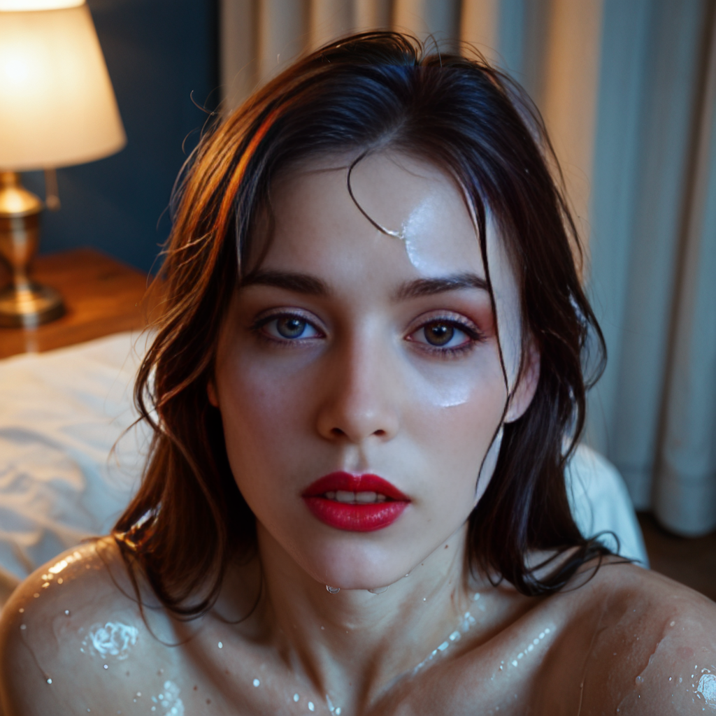 (wet:1.2), макросъемка женского лица, вид сверху н...