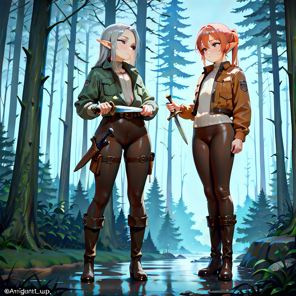 solo, The elf is a flat-chested girl in a dark fan...